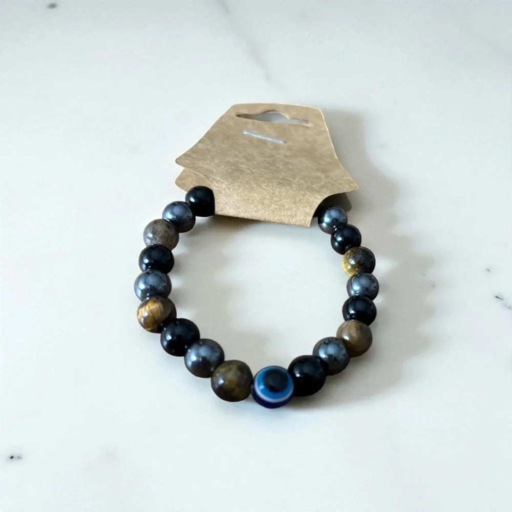 Women’s Healing Stone Bracelet Triple protection with Evil Eye bead